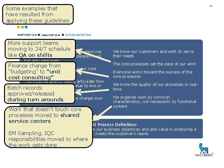 49 Some examples that have resulted from Guidelines applying these guidelines for designing our