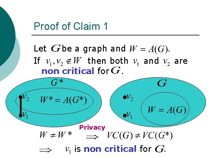 Proof of Claim 1 Let be a graph and If then both non critical
