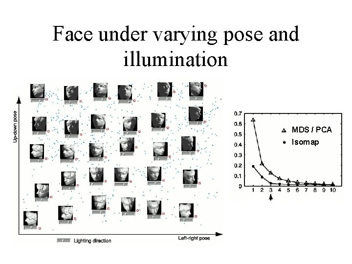 Face under varying pose and illumination • Dimensionality • picture MDS / PCA Isomap