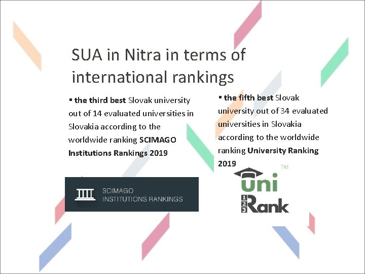 SUA in Nitra in terms of international rankings § the third best Slovak university