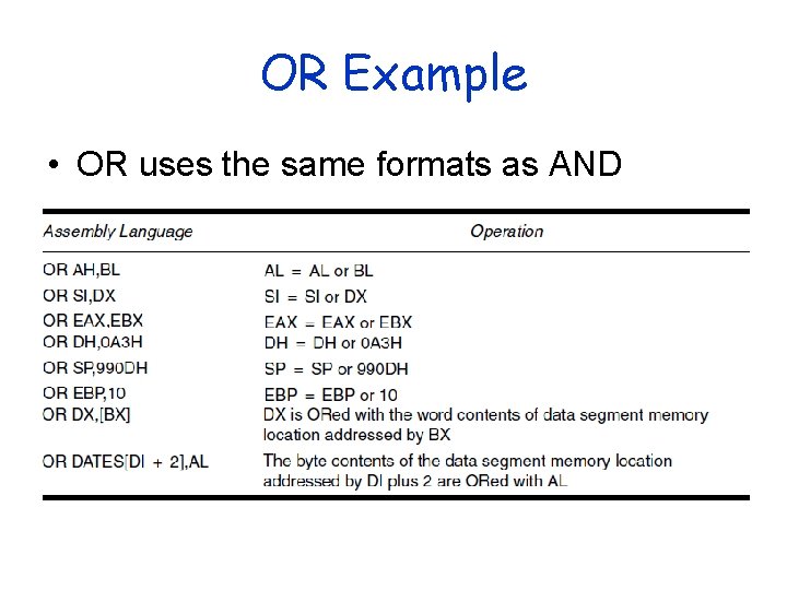 OR Example • OR uses the same formats as AND 