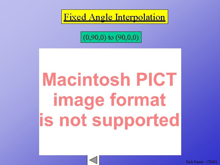 Fixed Angle Interpolation (0, 90, 0) to (90, 0, 0) Rick Parent - CIS