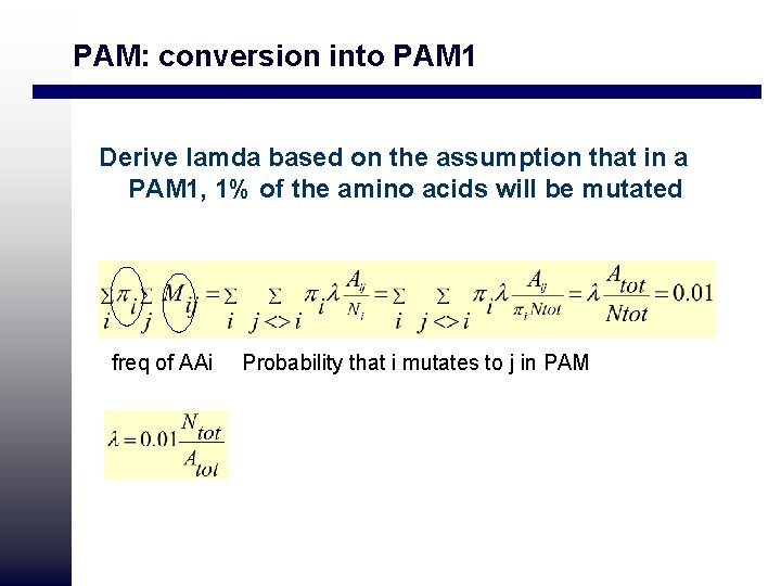 PAM: conversion into PAM 1 Derive lamda based on the assumption that in a