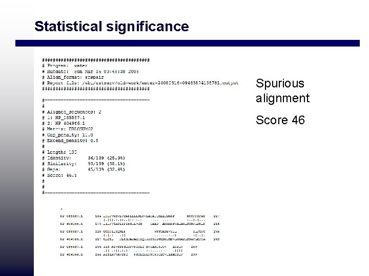 Statistical significance Spurious alignment Score 46 