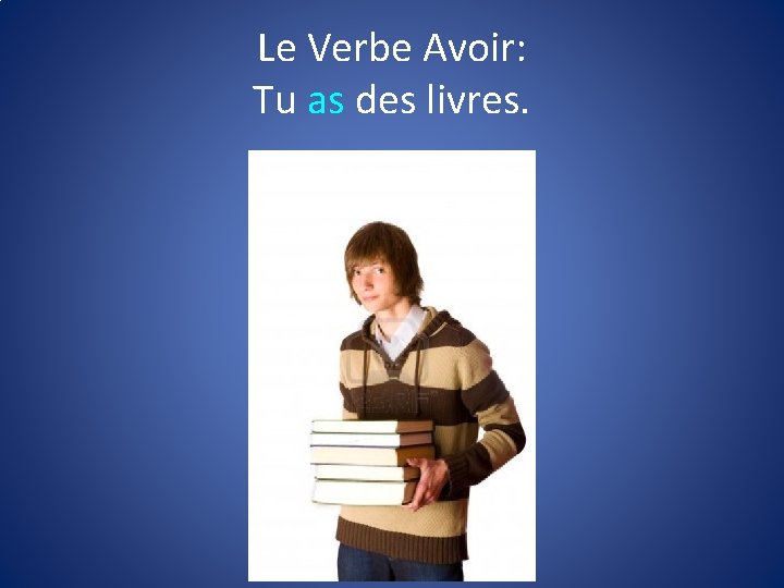 Le Verbe Avoir: Tu as des livres. 