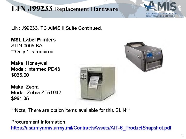LIN J 99233 Replacement Hardware AUTOMATED MOVEMENT AND IDENTIFICATION SOLUTIONS LIN: J 99233, TC