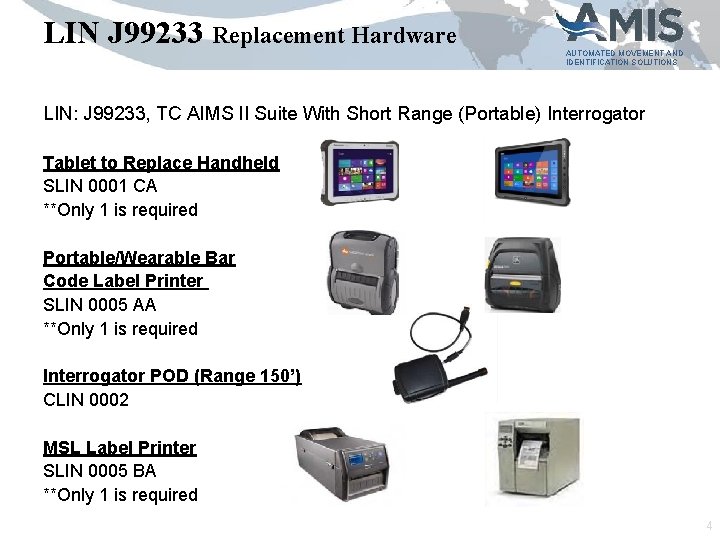 LIN J 99233 Replacement Hardware AUTOMATED MOVEMENT AND IDENTIFICATION SOLUTIONS LIN: J 99233, TC