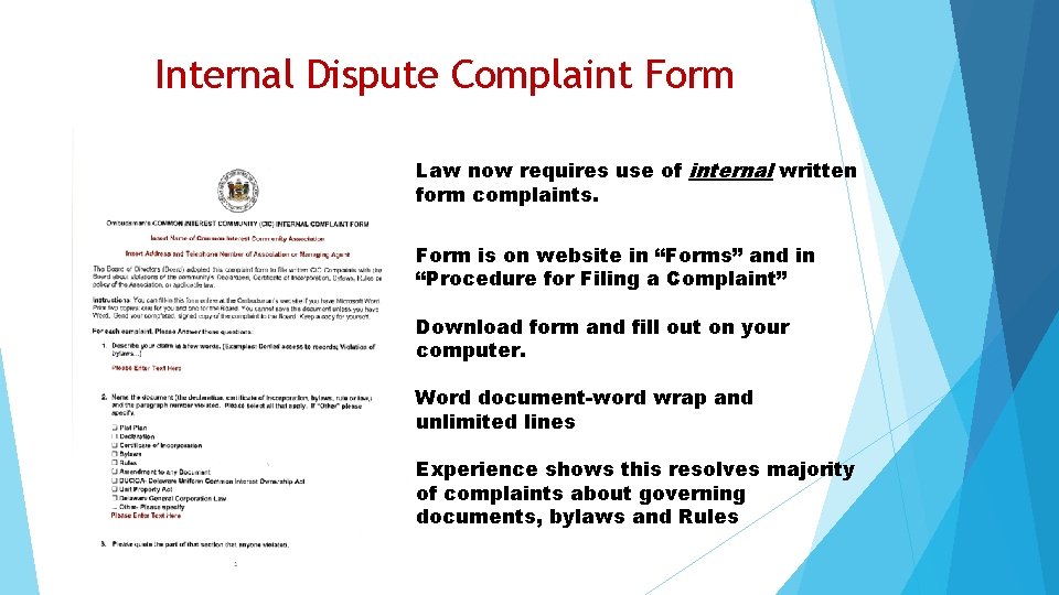 Internal Dispute Complaint Form Law now requires use of internal written form complaints. Form