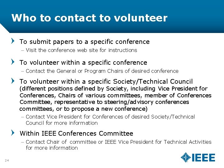 Who to contact to volunteer To submit papers to a specific conference – Visit