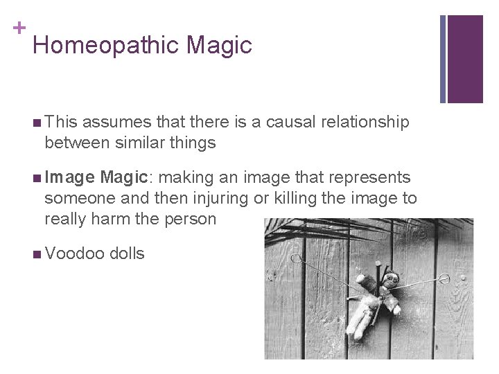 + Homeopathic Magic n This assumes that there is a causal relationship between similar