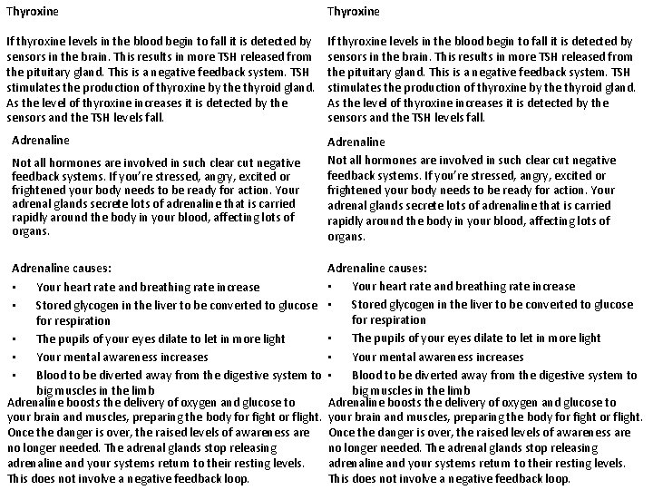Thyroxine If thyroxine levels in the blood begin to fall it is detected by