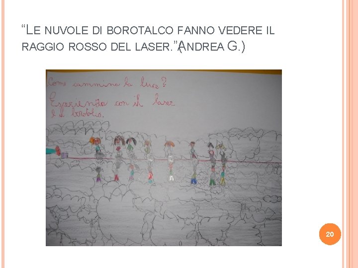 “LE NUVOLE DI BOROTALCO FANNO VEDERE IL RAGGIO ROSSO DEL LASER. ”(ANDREA G. )