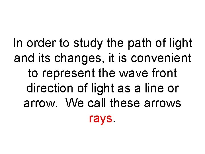 In order to study the path of light and its changes, it is convenient
