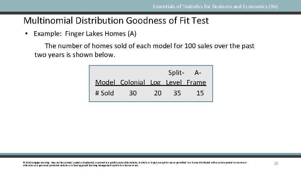 Essentials of Statistics for Business and Economics (8 e) Multinomial Distribution Goodness of Fit