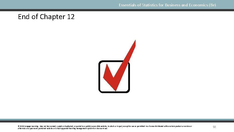 Essentials of Statistics for Business and Economics (8 e) End of Chapter 12 ©