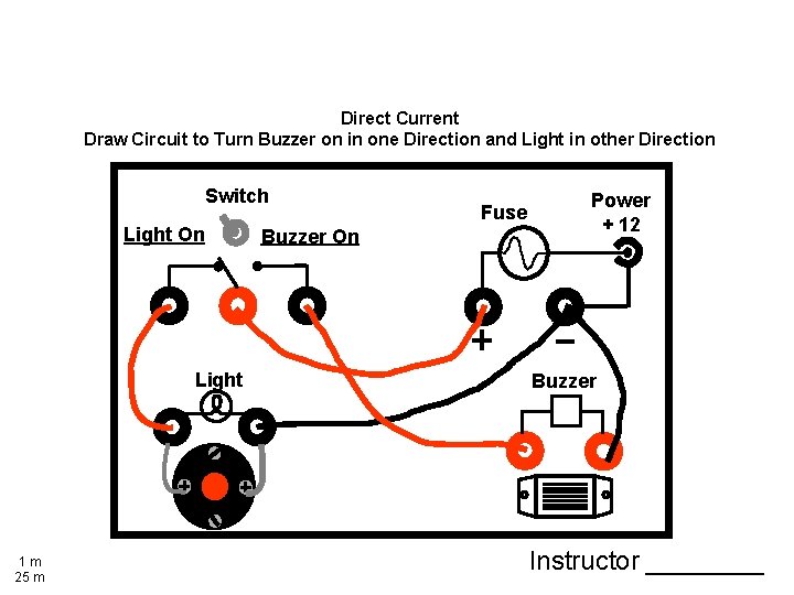Direct Current Draw Circuit to Turn Buzzer on in one Direction and Light in