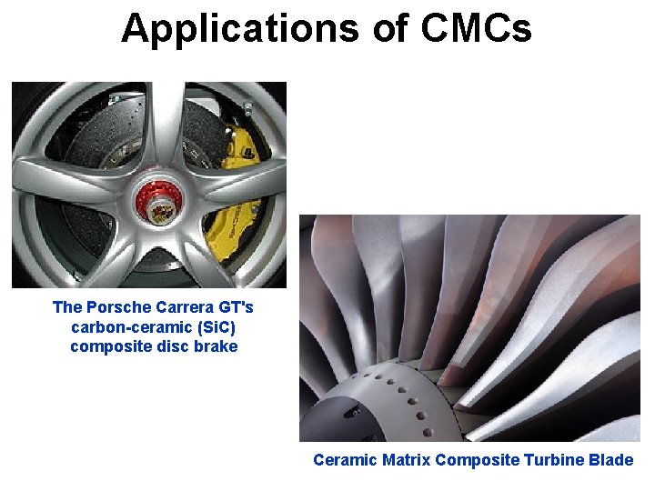Applications of CMCs The Porsche Carrera GT's carbon-ceramic (Si. C) composite disc brake Ceramic Applications of CMCs The Porsche Carrera GT's carbon-ceramic (Si. C) composite disc brake Ceramic