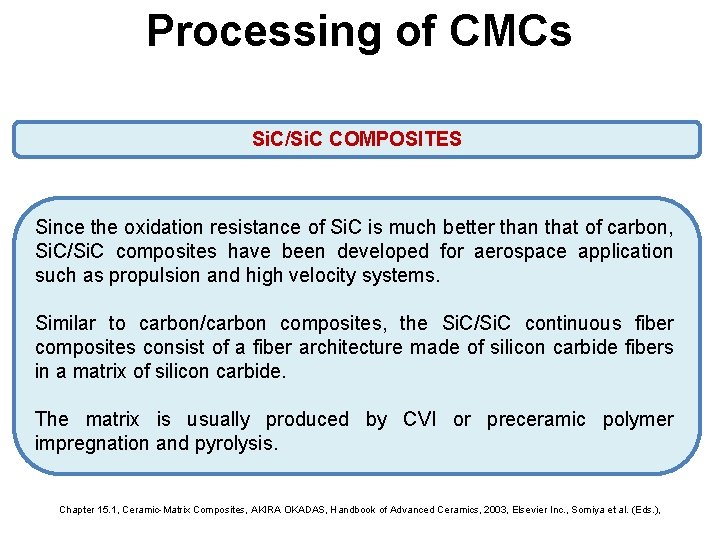 Processing of CMCs Si. C/Si. C COMPOSITES Since the oxidation resistance of Si. C Processing of CMCs Si. C/Si. C COMPOSITES Since the oxidation resistance of Si. C