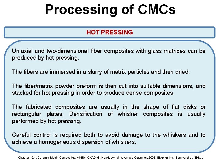 Processing of CMCs HOT PRESSING Uniaxial and two-dimensional fiber composites with glass matrices can Processing of CMCs HOT PRESSING Uniaxial and two-dimensional fiber composites with glass matrices can