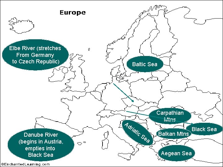 Elbe River (stretches From Germany to Czech Republic) Baltic Sea Carpathian Mtns Ad r