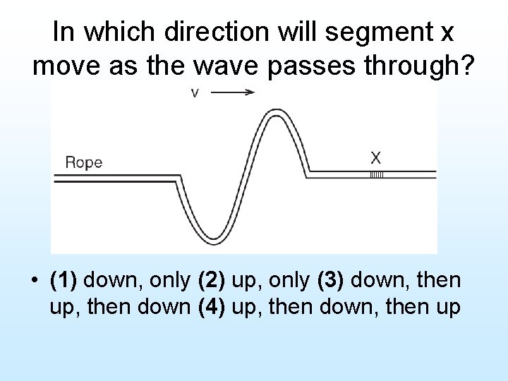In which direction will segment x move as the wave passes through? • (1)