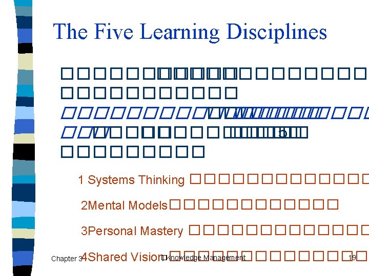 The Five Learning Disciplines ���������������� ����� ����� 5 ����� 1 Systems Thinking ������� 2