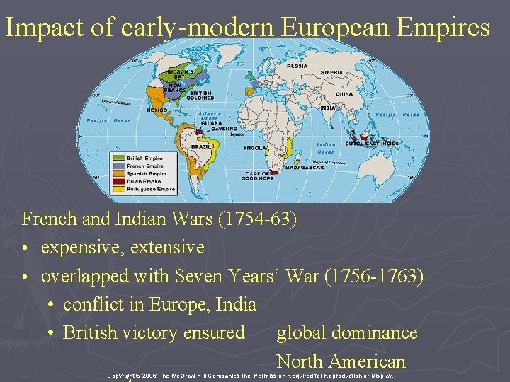 Impact of early-modern European Empires French and Indian Wars (1754 -63) • expensive, extensive