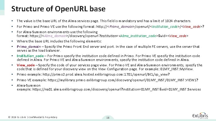 Structure of Open. URL base • The value is the base URL of the