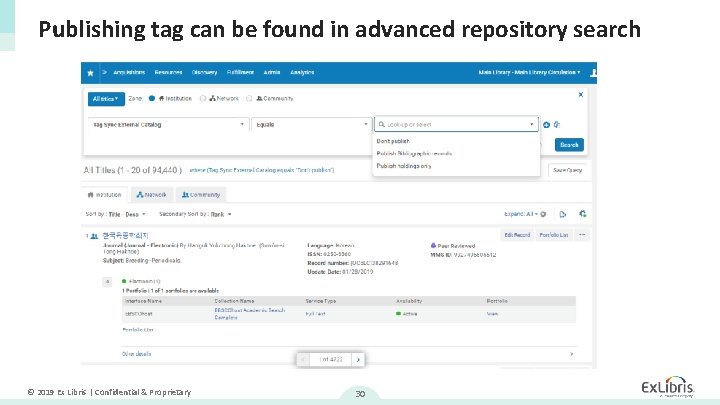 Publishing tag can be found in advanced repository search © 2019 Ex Libris |