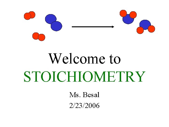 Welcome to STOICHIOMETRY Ms. Besal 2/23/2006 