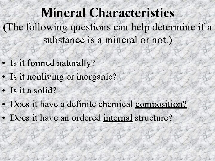 Minerals Minerals Minerals are substances that meet five - Which Of The Following Is Not A Mineral
