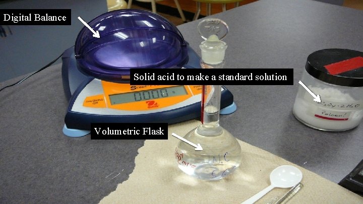 Digital Balance Solid acid to make a standard solution Volumetric Flask 