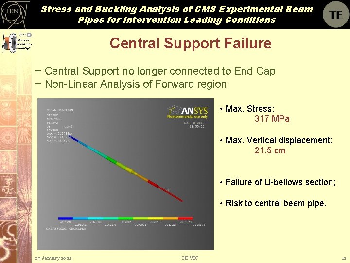 Stress and Buckling Analysis of CMS Experimental Beam Pipes for Intervention Loading Conditions Central