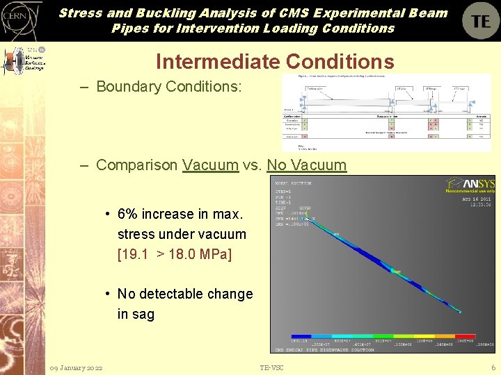 Stress and Buckling Analysis of CMS Experimental Beam Pipes for Intervention Loading Conditions Intermediate