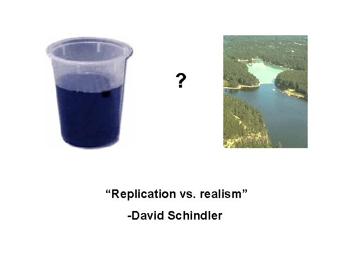 ? “Replication vs. realism” -David Schindler 