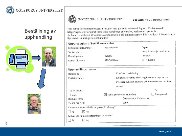 Beställning av upphandling G www. gu. se 