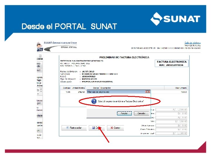 Desde el PORTAL SUNAT 