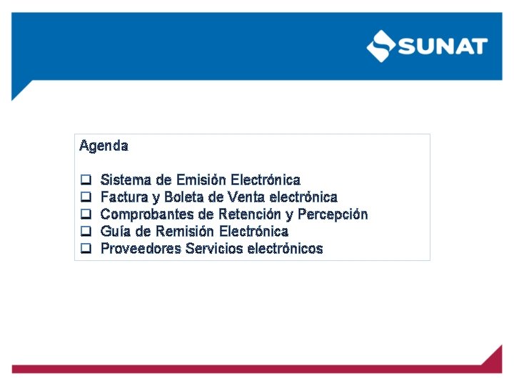 Agenda Sistema de Emisión Electrónica Factura y Boleta de Venta electrónica Comprobantes de Retención