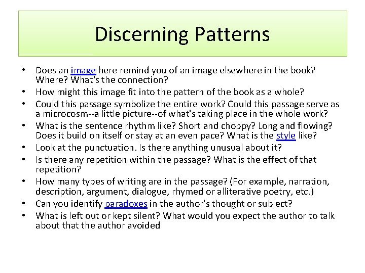 Discerning Patterns • Does an image here remind you of an image elsewhere in