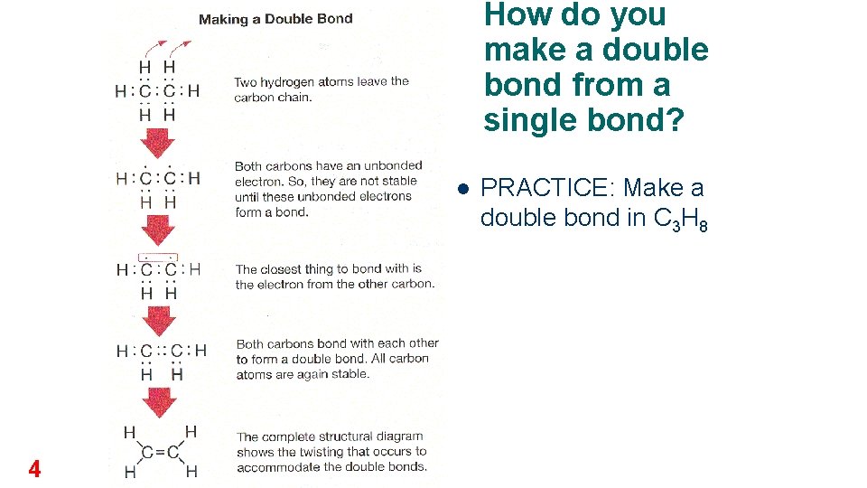 How do you make a double bond from a single bond? l 4 PRACTICE: