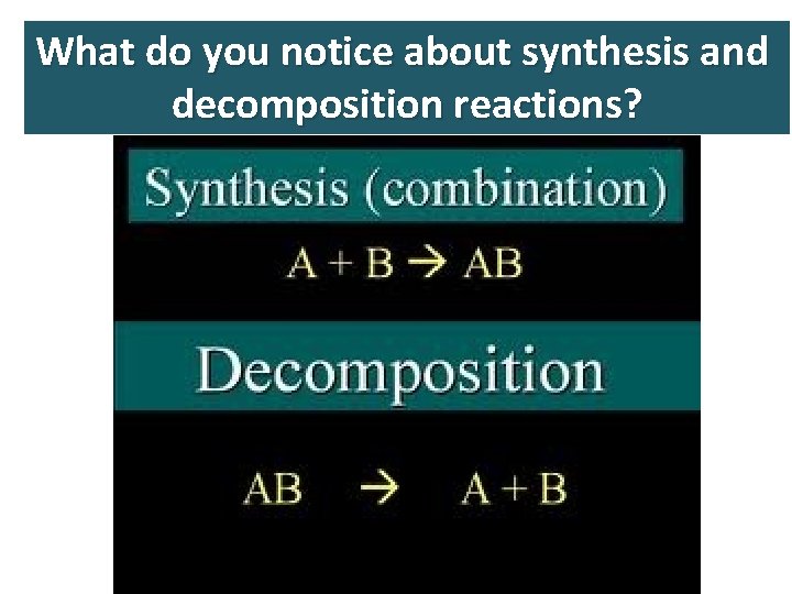 What do you notice about synthesis and decomposition reactions? 