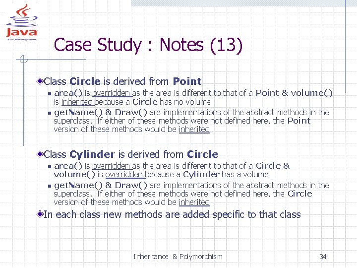 Case Study : Notes (13) Class Circle is derived from Point n n area()
