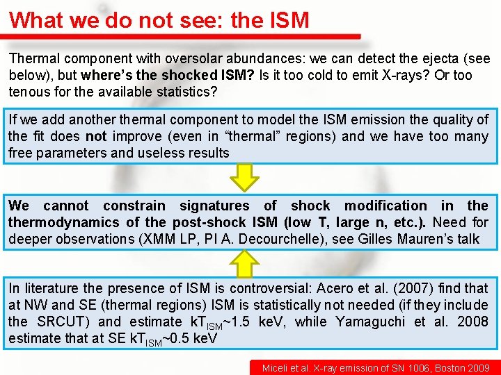 What we do not see: the ISM Thermal component with oversolar abundances: we can