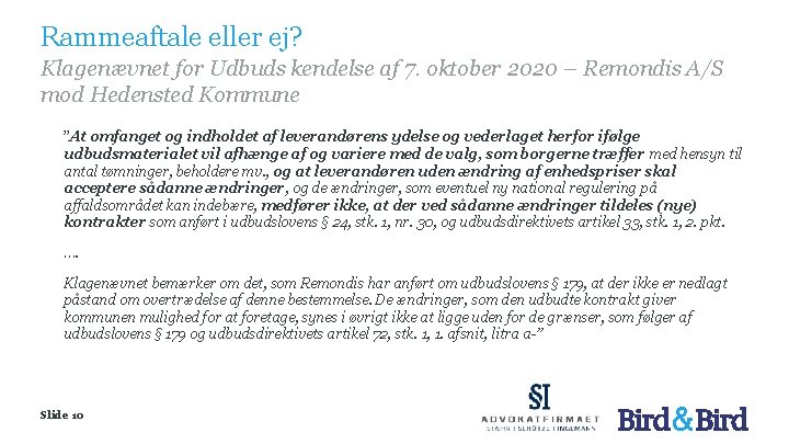 Rammeaftale eller ej? Klagenævnet for Udbuds kendelse af 7. oktober 2020 – Remondis A/S