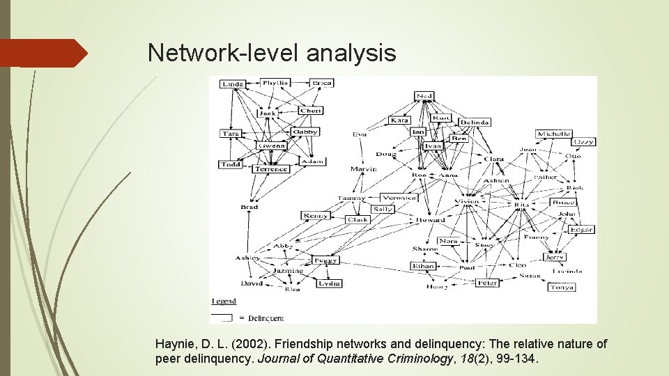 Network-level analysis Haynie, D. L. (2002). Friendship networks and delinquency: The relative nature of
