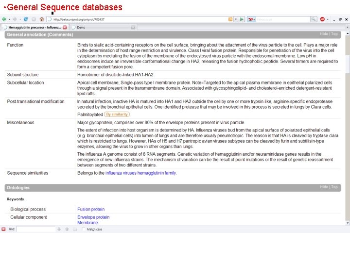 • General Sequence databases • General Sequence databases
