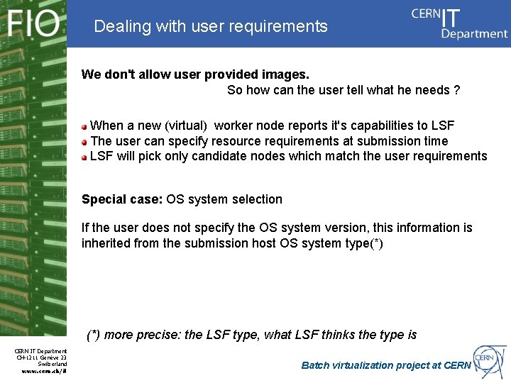 Dealing with user requirements We don't allow user provided images. So how can the