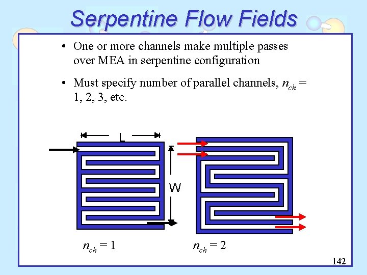 Serpentine Flow Fields • One or more channels make multiple passes over MEA in