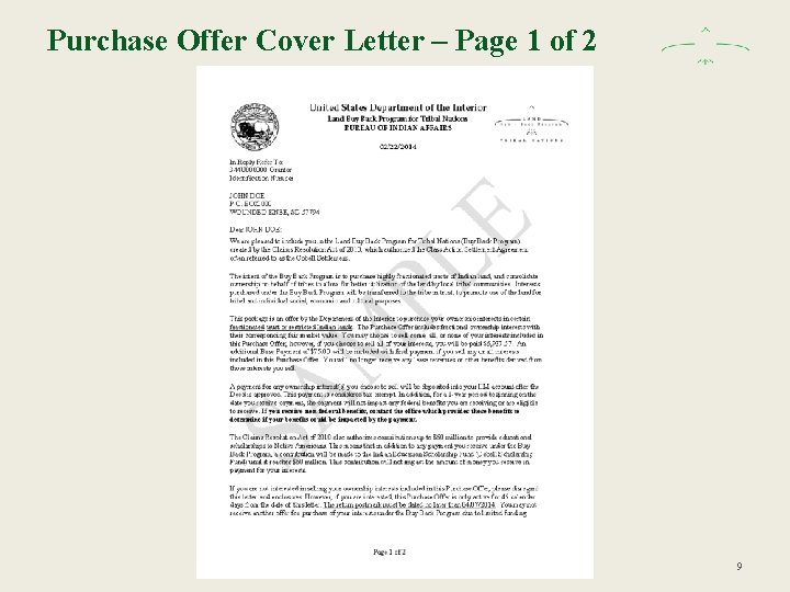 Purchase Offer Cover Letter – Page 1 of 2 9 