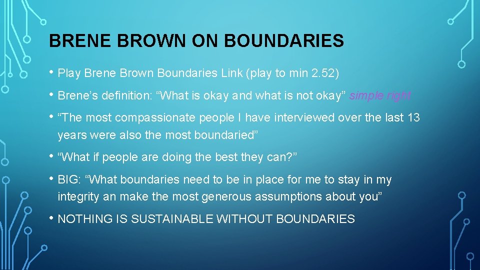 BRENE BROWN ON BOUNDARIES • Play Brene Brown Boundaries Link (play to min 2.